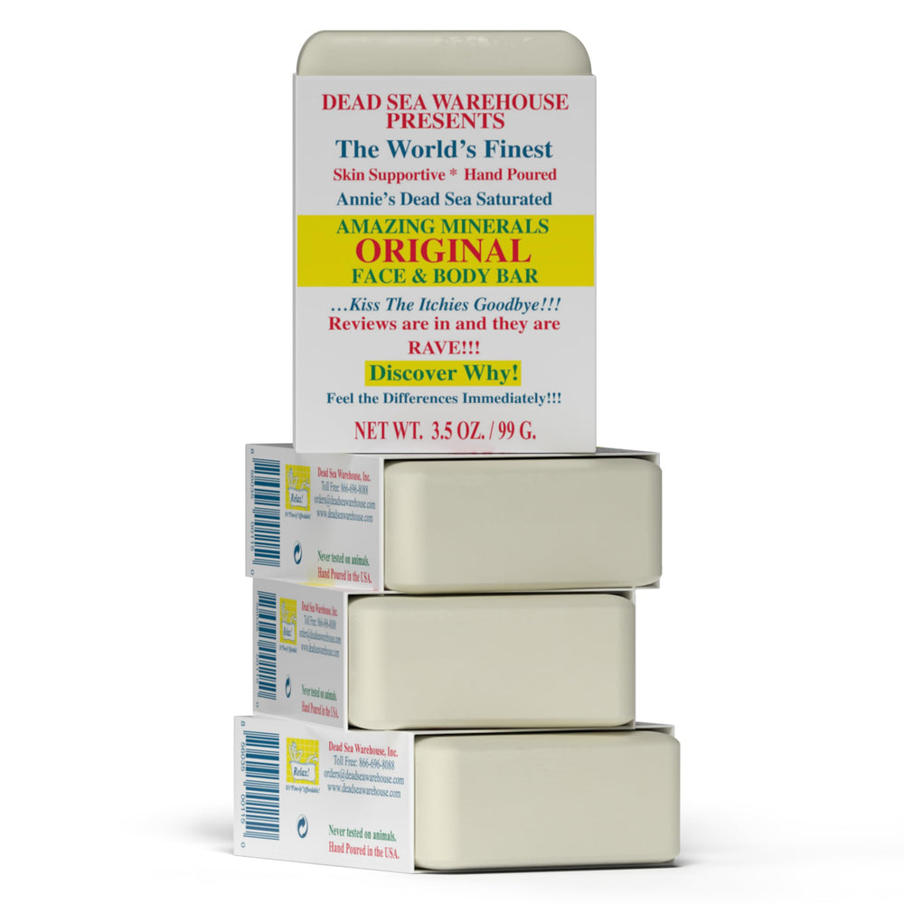 Dead Sea Warehouse fragrance-free soap bar unboxed, ready for daily cleansing.