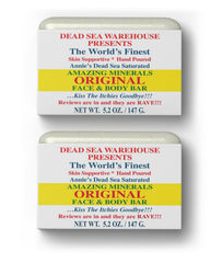 Dead Sea Warehouse original soap bar packaging showing fragrance-free formula for sensitive skin.