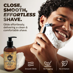 Face application of Deadeye Dick's shave butter for precise, comfortable shaving