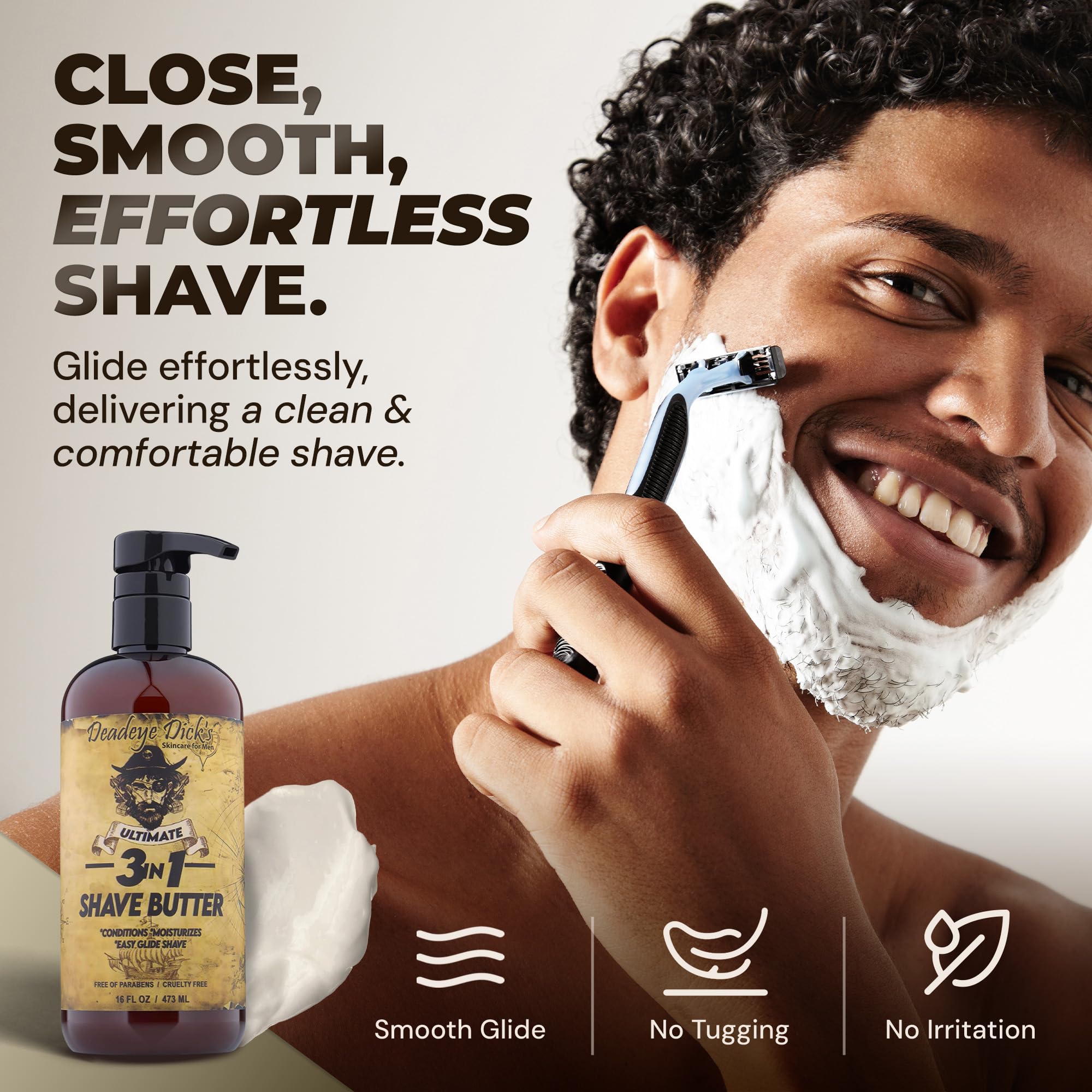 Deadeye Dick's 3-in-1 butter for body shaving with gentle skin feel.