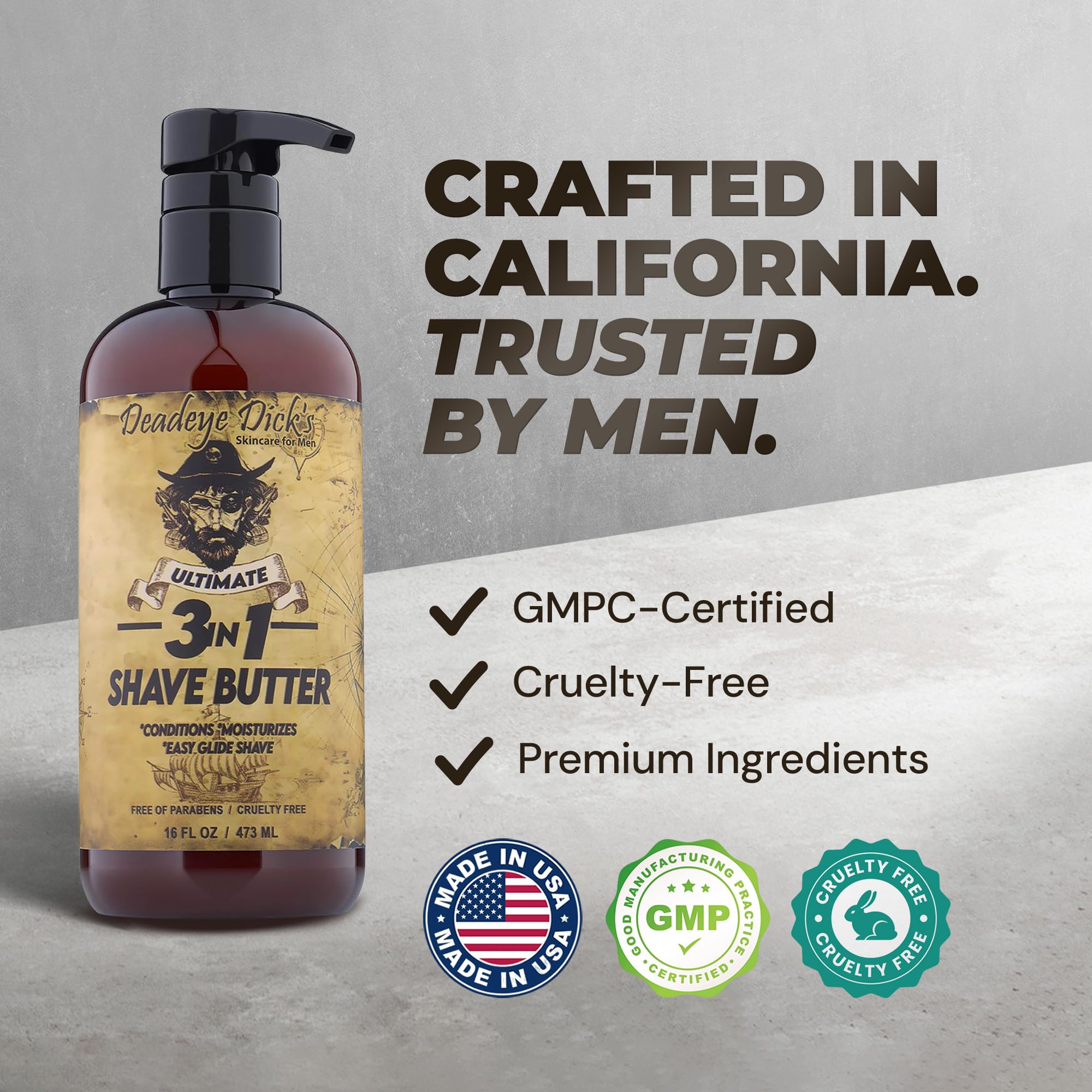 Deadeye Dick's 3-in-1 butter with peppermint for a refreshing post-shave feel.