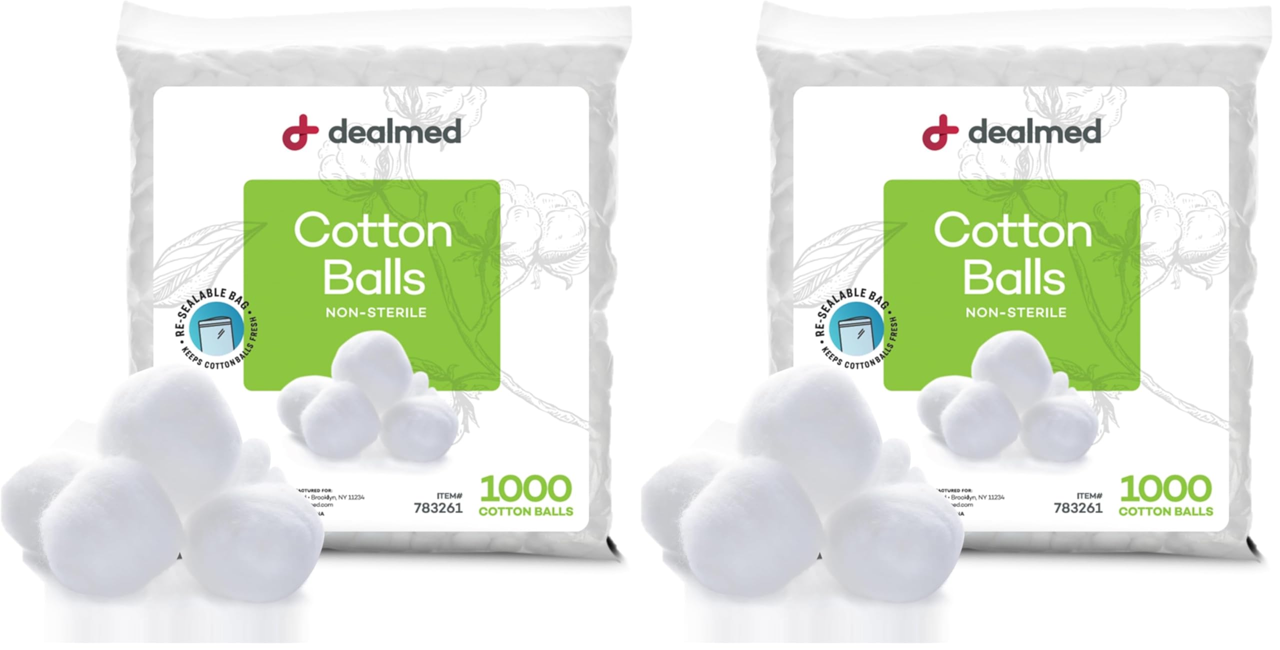 Dealmed cotton balls bulk pack in resealable bag for versatile cleaning and gentle application.