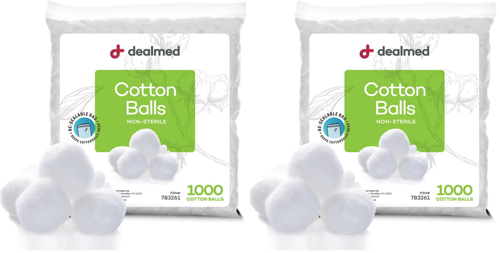 Dealmed cotton balls bulk pack in resealable bag for versatile cleaning and gentle application.