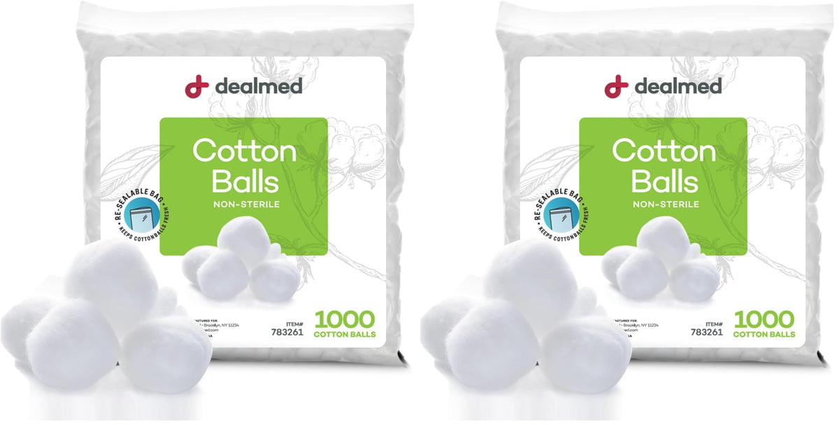 Dealmed cotton balls bulk pack in resealable bag for versatile cleaning and gentle application.