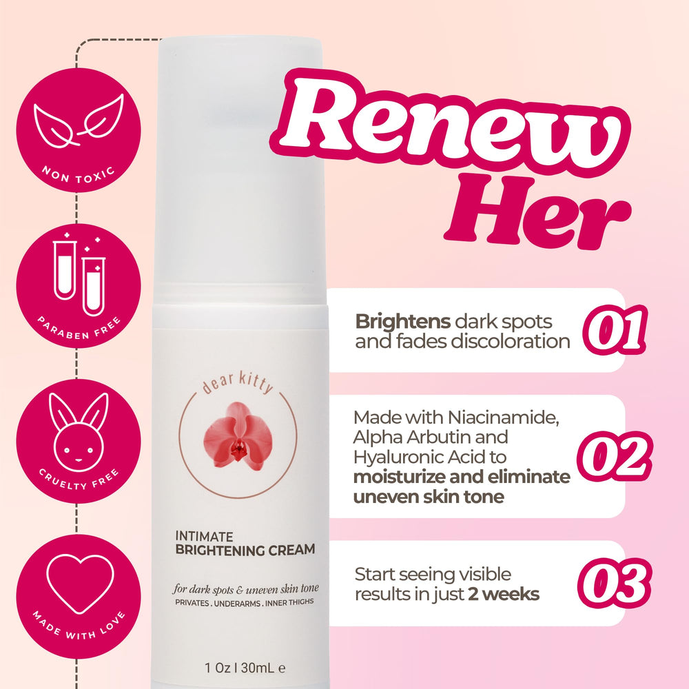 Underarms area treated with Dear Kitty dark spot cream for balance