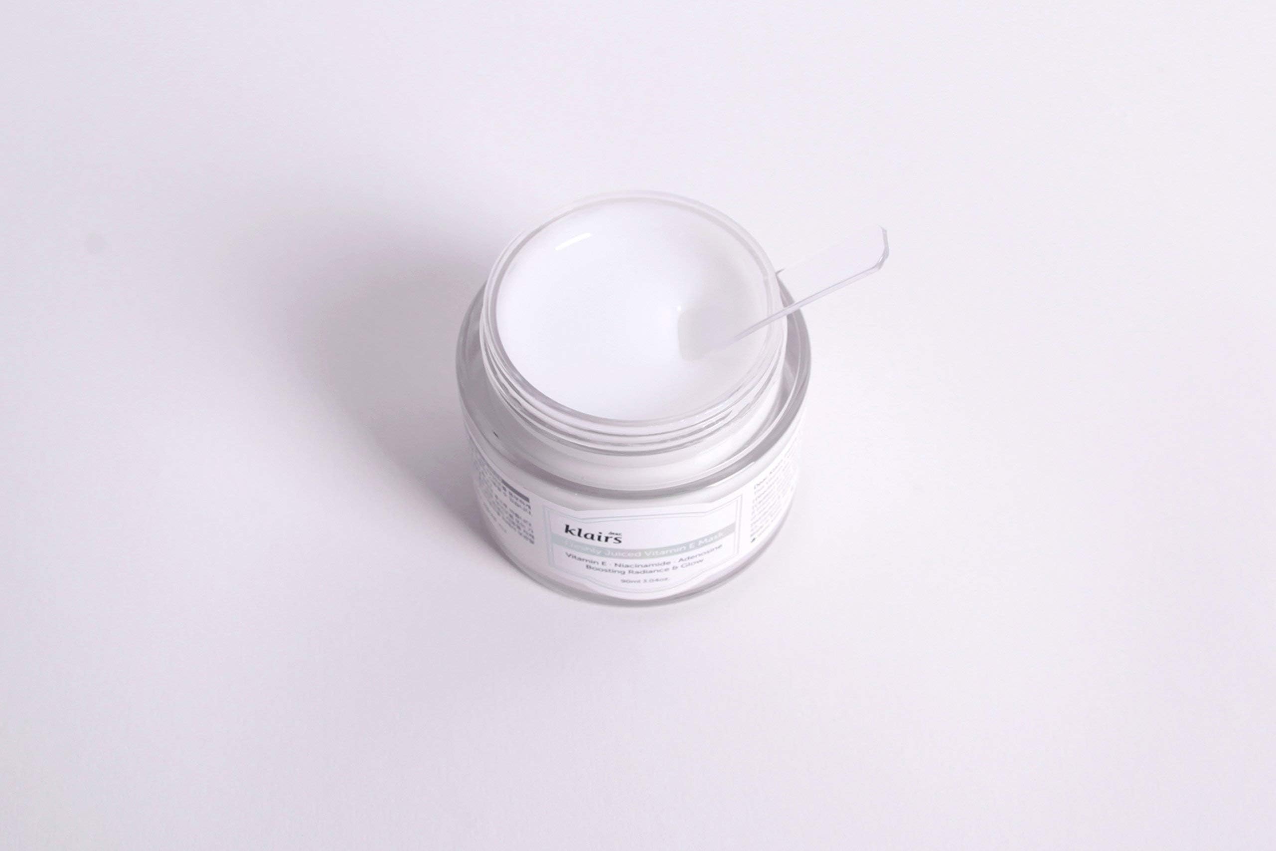 DearKlairs Freshly Juiced Vitamin E Mask jar used in night routine.