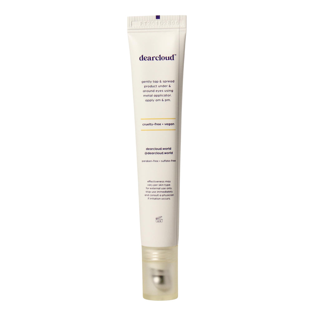 dearcloud Energy Eye Serum under-eye bottle highlights lightweight hydration for daily use