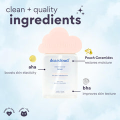 Application of Dearcloud toner on skin for gentle exfoliation.
