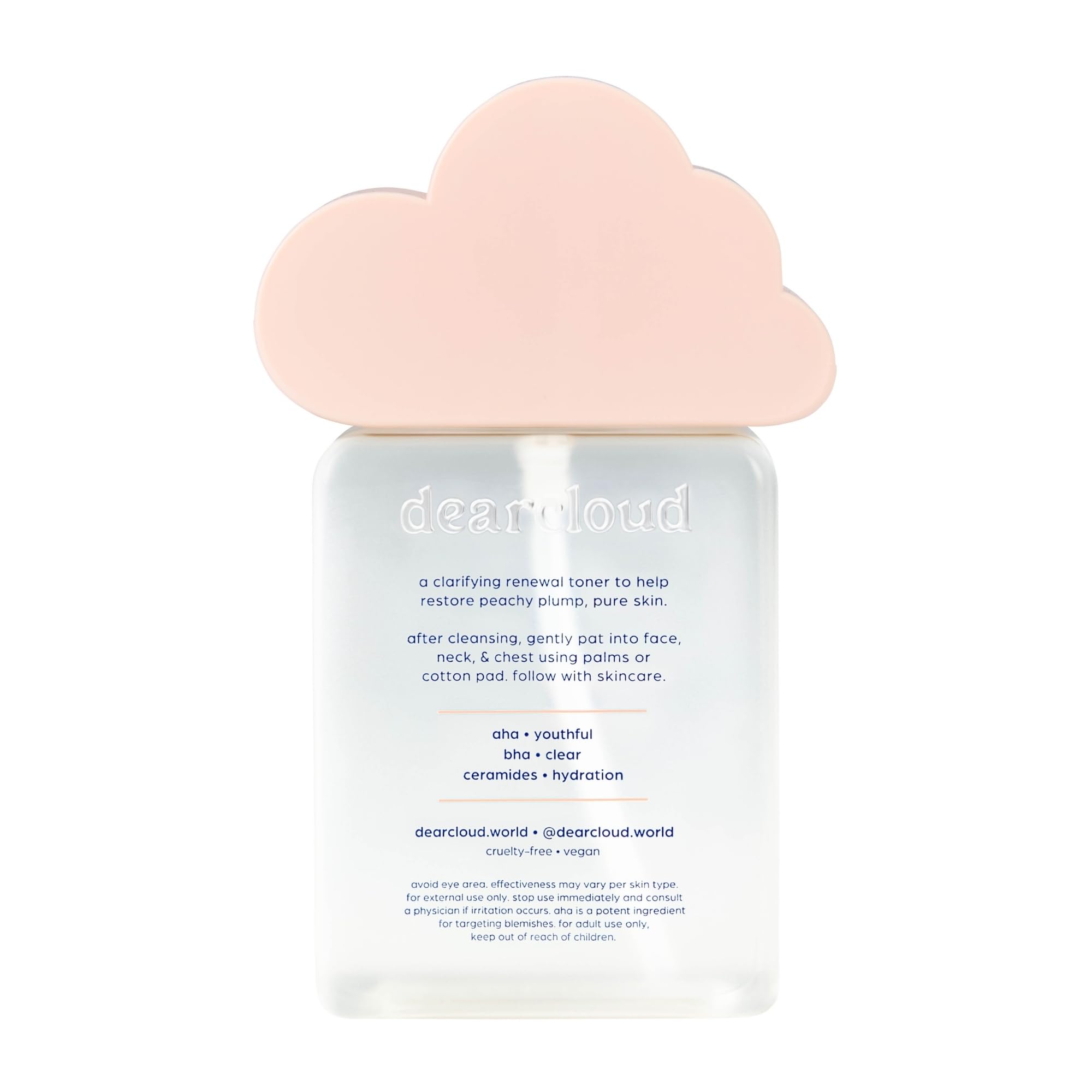 Minimalist Dearcloud bottle highlighting Korean skincare heritage.