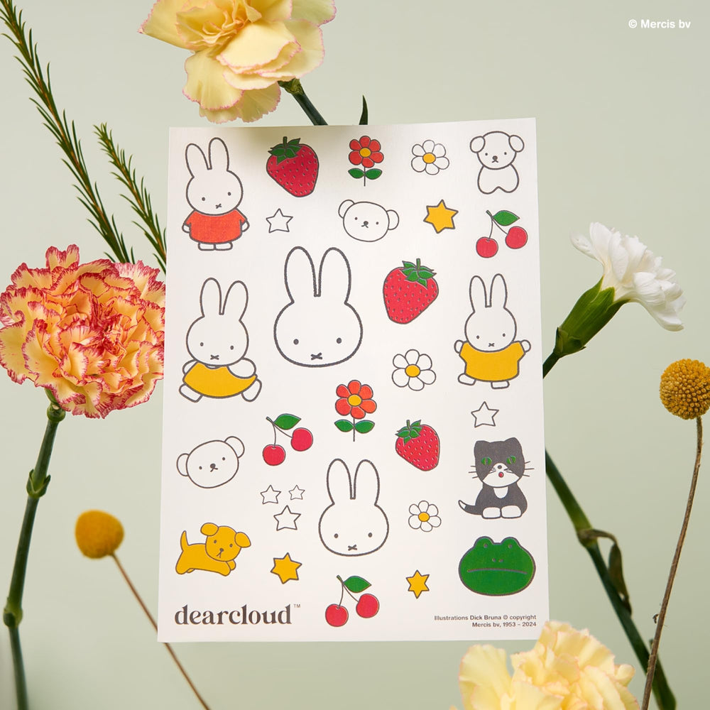 Colorful Dearcloud Miffy & Friends tattoo designs for kids' parties and crafts