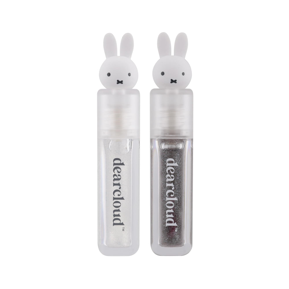 Dearcloud Miffy gloss swatch on lips shows glossy tint.