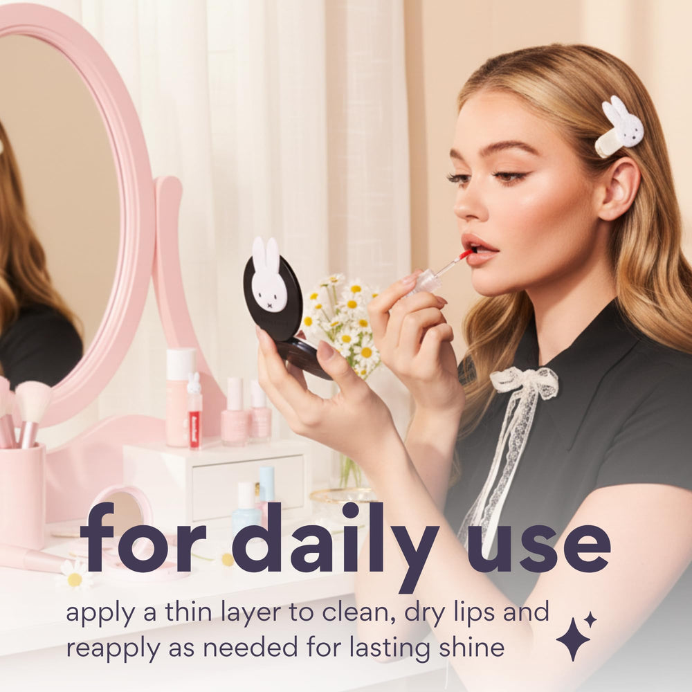 Dearcloud Miffy Lip Serum Jelly application demonstrates plush, pillowy lip finish.