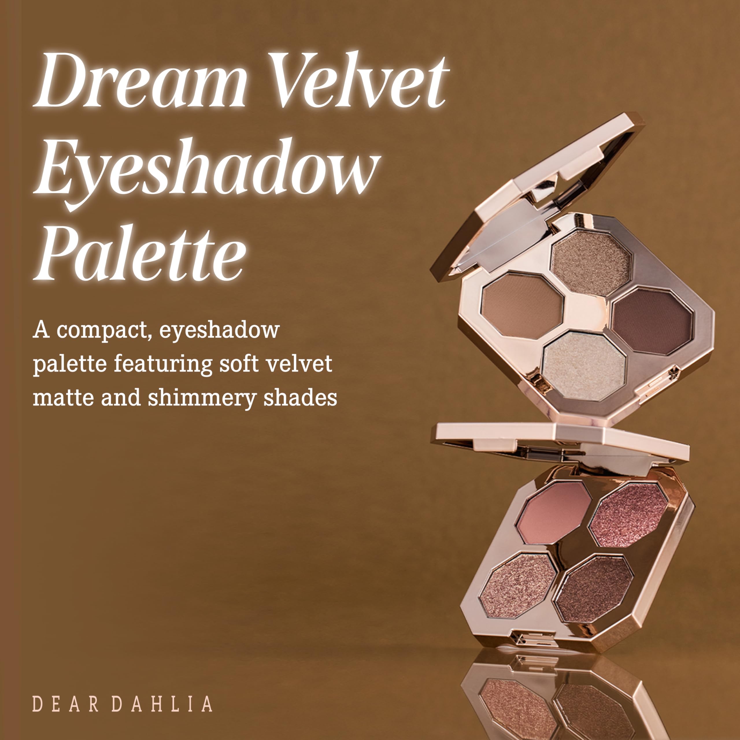 Dear Dahlia Dream Velvet Love Spell palette open shows four shades for versatile day to night looks.