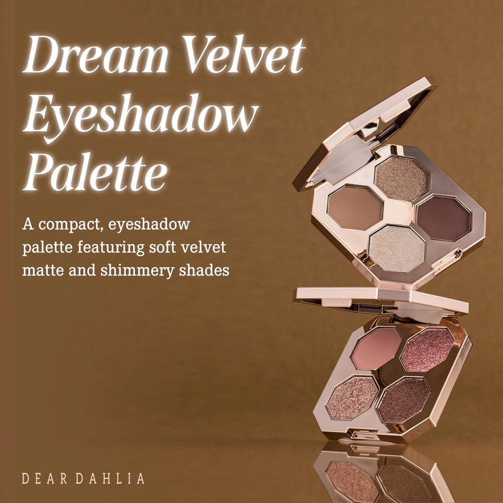 Dear Dahlia Dream Velvet Love Spell palette open shows four shades for versatile day to night looks.