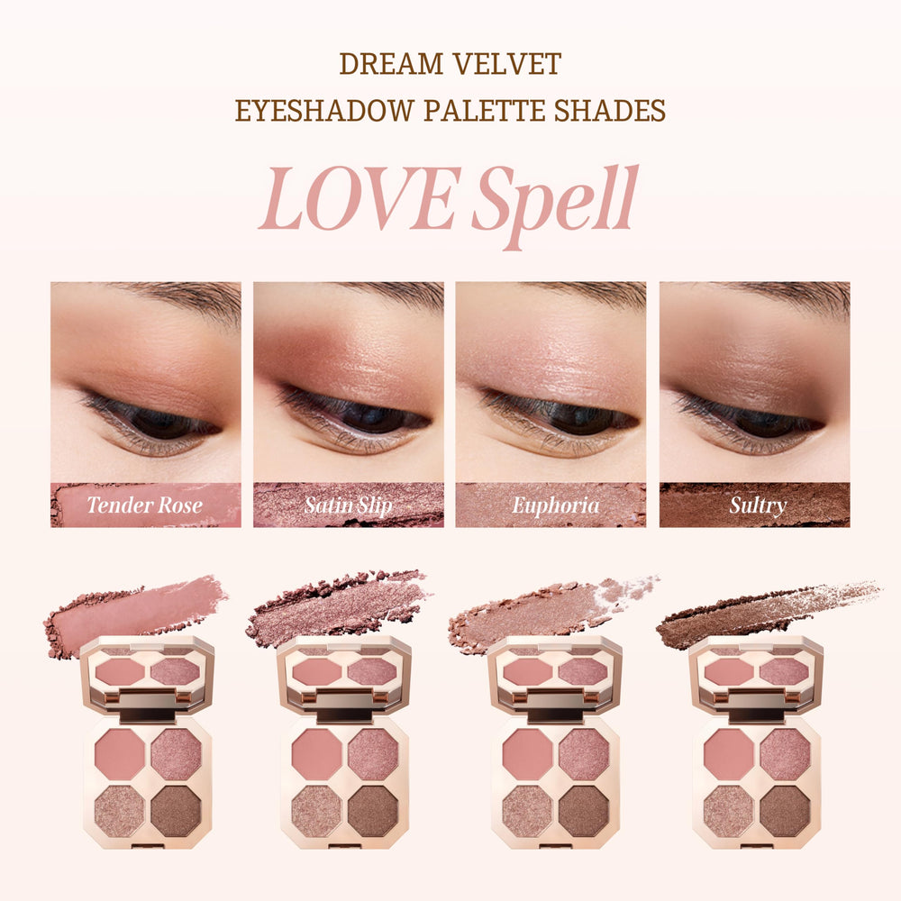 Dear Dahlia Dream Velvet shimmer shades catch light for multidimensional sparkle.