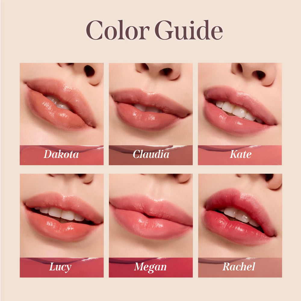 DEARDAHLIA Lip Paradise Rachel texture close-up proves non-sticky comfort.