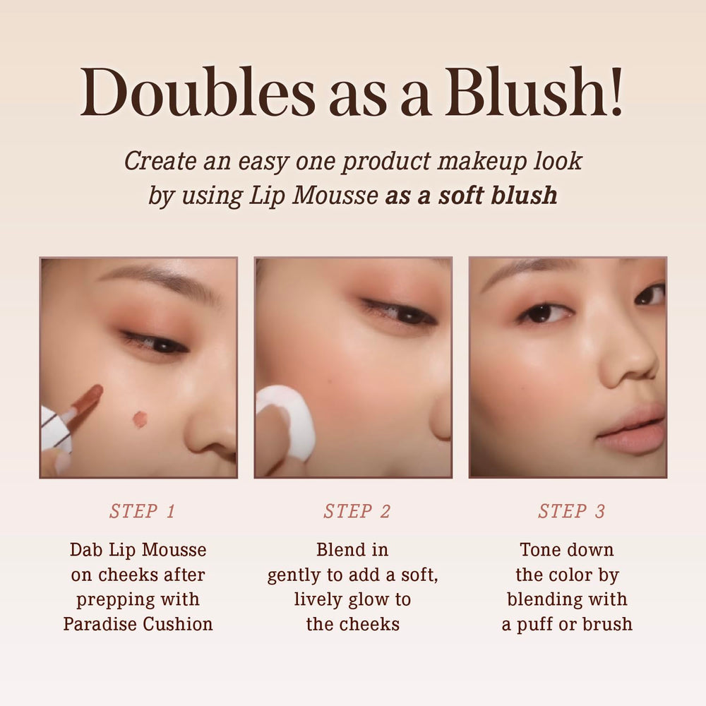 Dear Dahlia Paradise Dream Velvet Lip Mousse Ballet includes Dahlia Flower Extract for hydration.