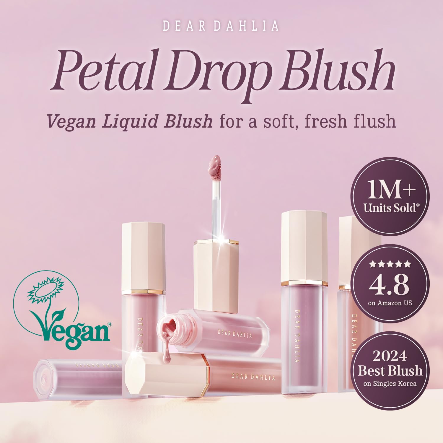 DEAR DAHLIA Petal Drop Blush Dreamy swirls on the cheek for a natural glow.