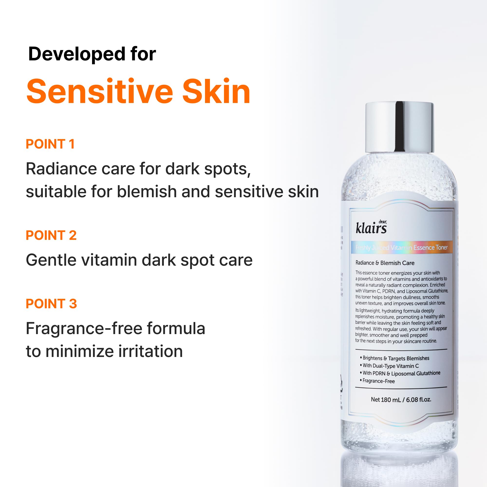 DearKlairs dark spot care scene implies targeted tone improvement