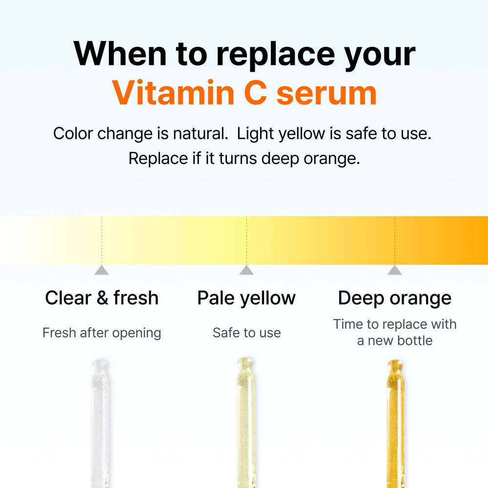 DearKlairs Freshly Juiced Vitamin Drop bottle pour demonstrates easy, drip-free usage.