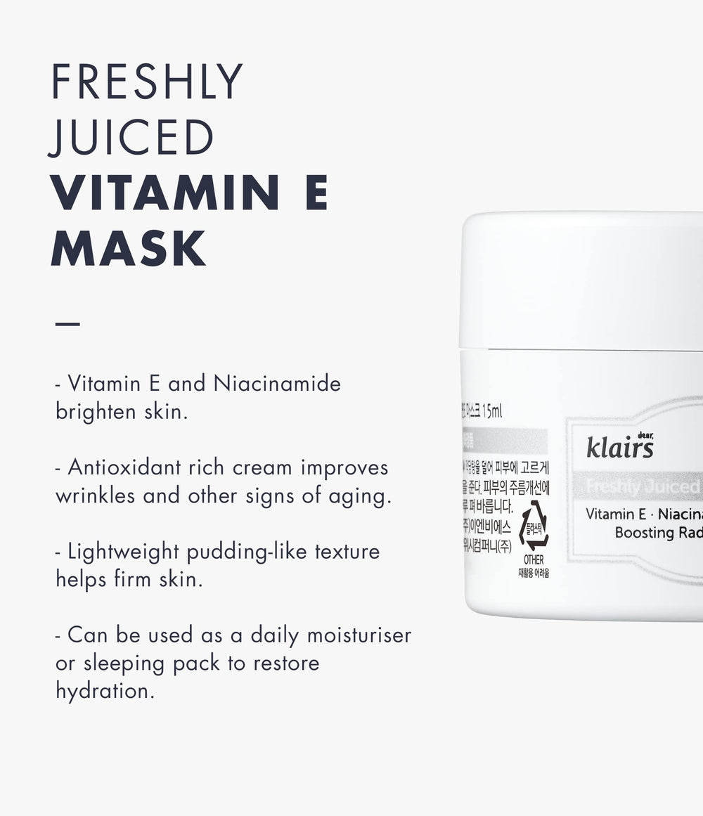 DearKlairs Vitamin E Mask texture close-up reveals custard-like consistency for deep hydration