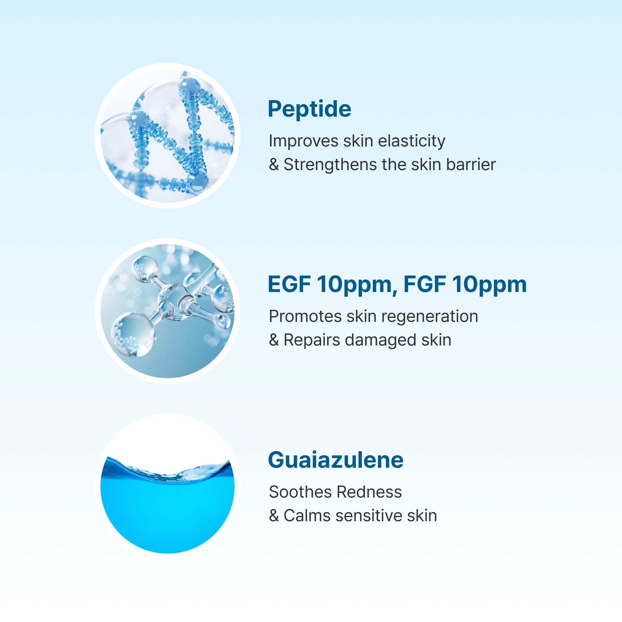 DearKlairs Midnight Blue ingredients featuring guaiazulene for redness soothing.