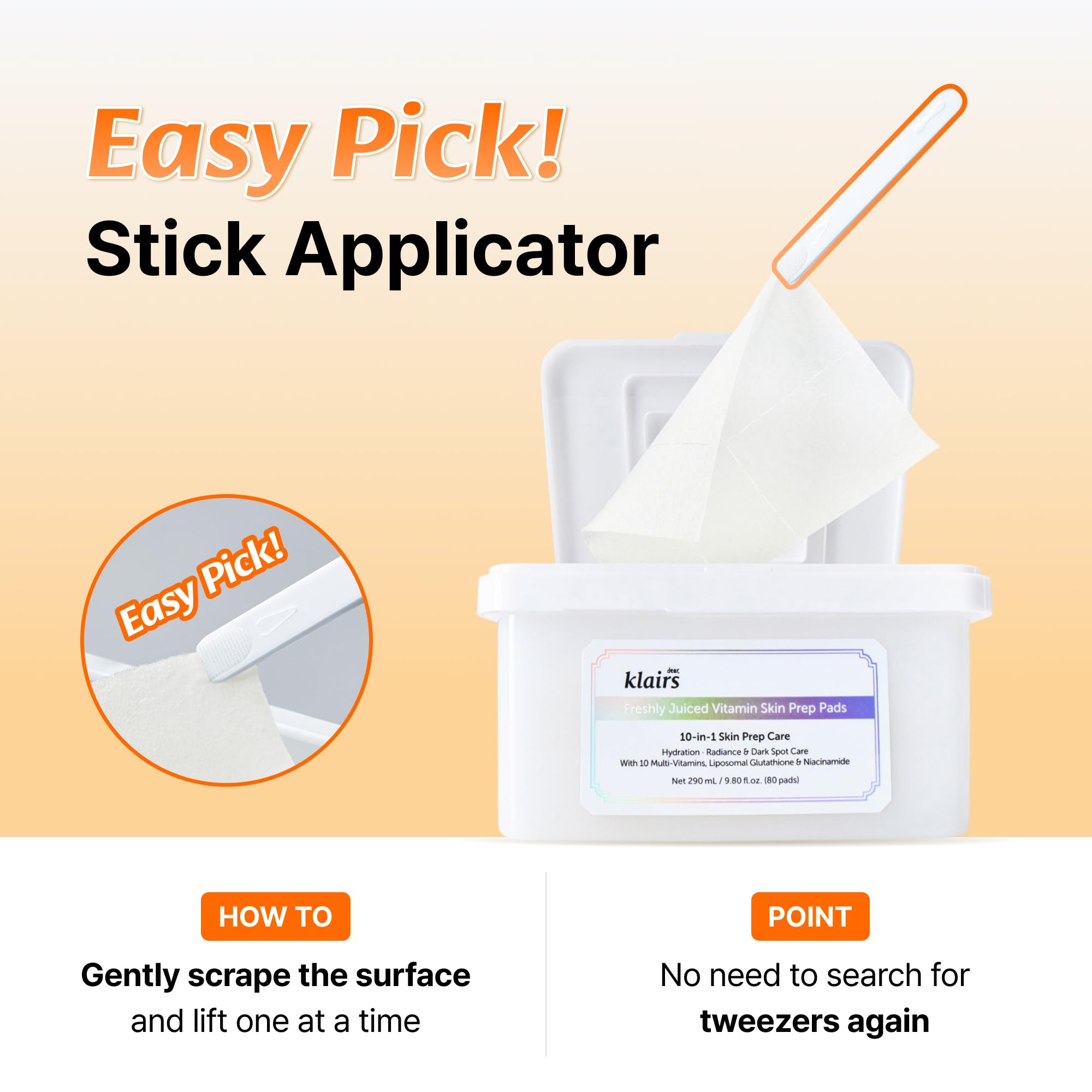 DearKlairs toner pads tear into four pieces for flexible targeted care.