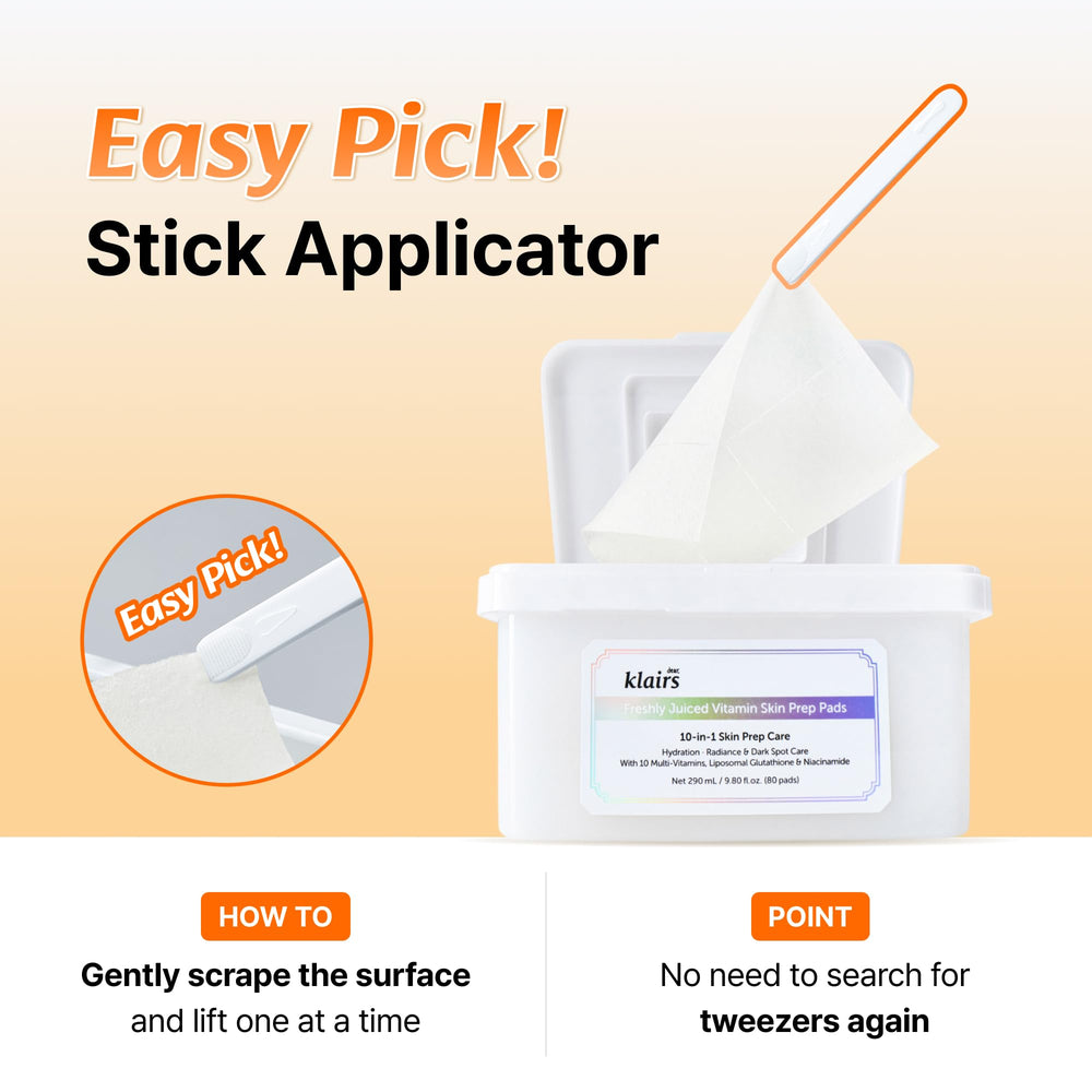 DearKlairs toner pads tear into four pieces for flexible targeted care.
