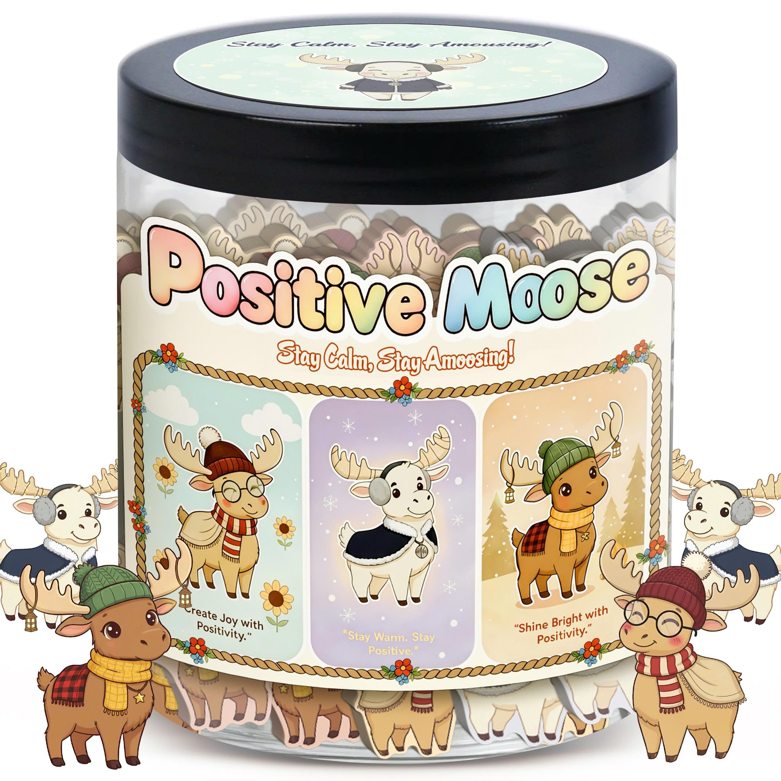 DEARMINE Positive Moose Jar with 60 cards for daily encouragement.