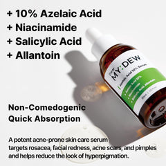 DearMYDEW azelaic serum bottle cap close-up highlighting precise dispensing