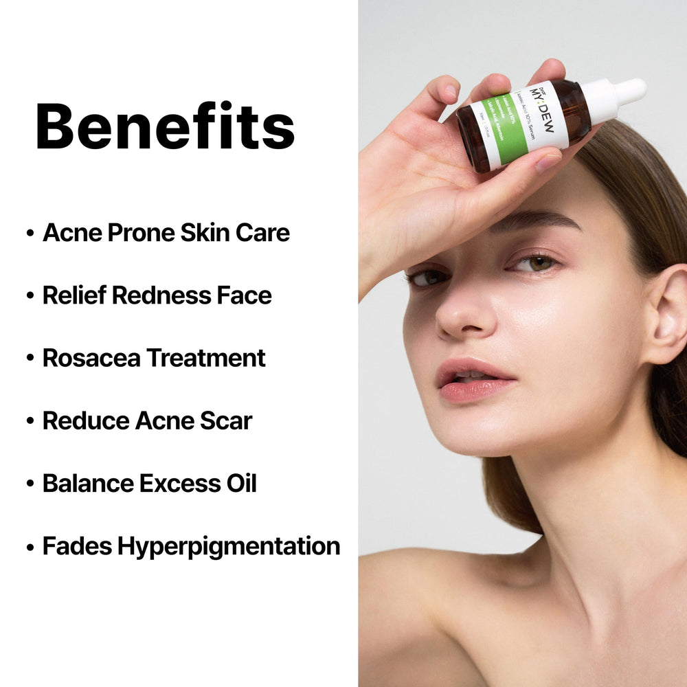 DearMYDEW azelaic serum label detail showcasing clean, dermatologist-friendly formulation