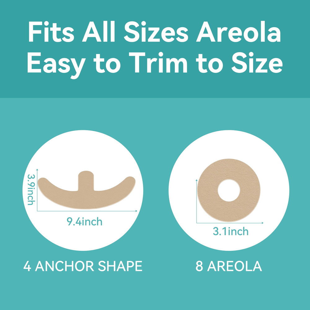 DEBOOB anchor and areola sheets on skin show breathable coverage