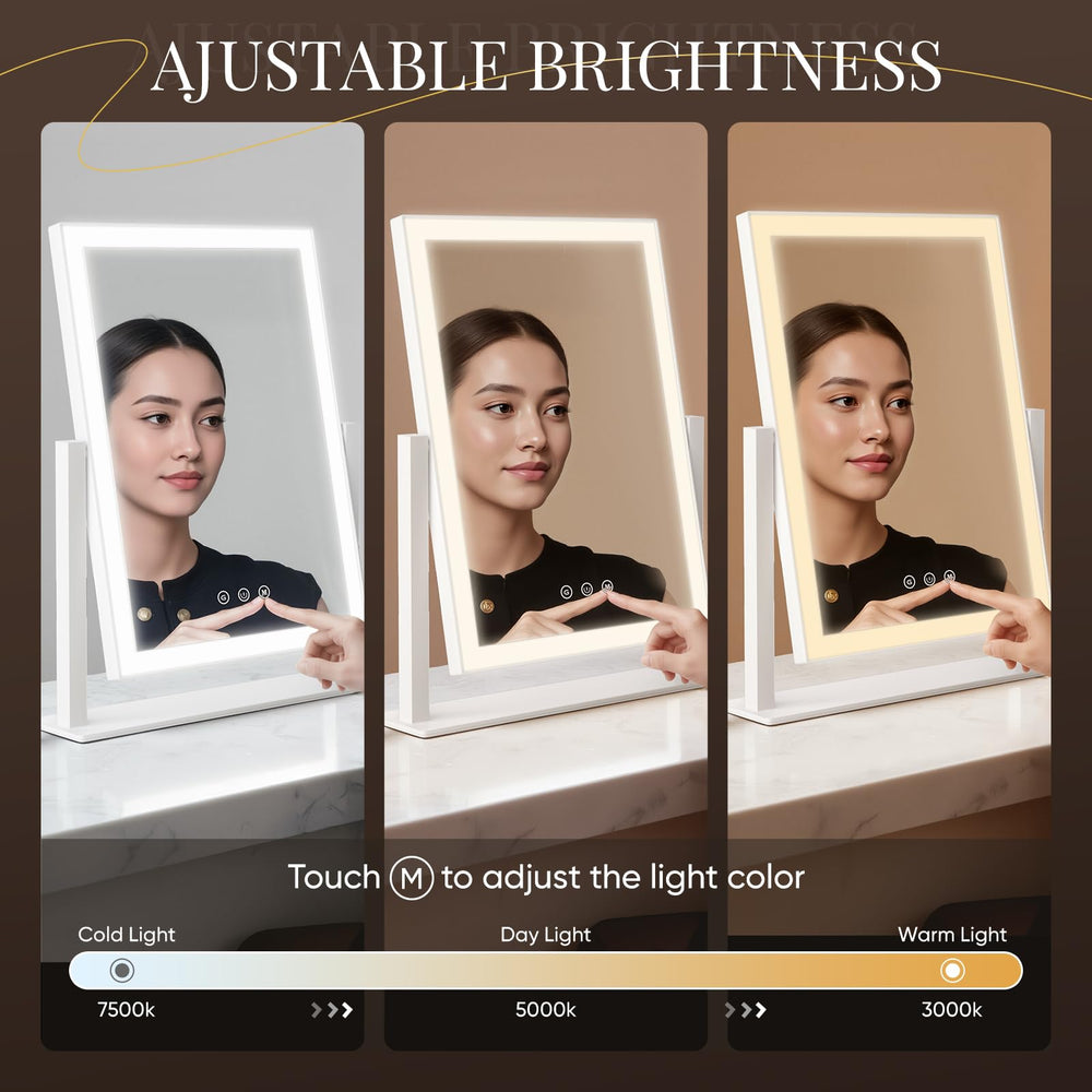 DECADENCE vanity mirror with lights 10X magnifier for fine detail.