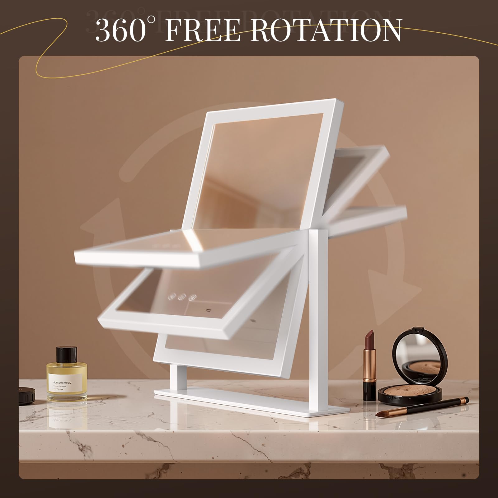 DECADENCE vanity mirror with lights large copper-free glass surface.