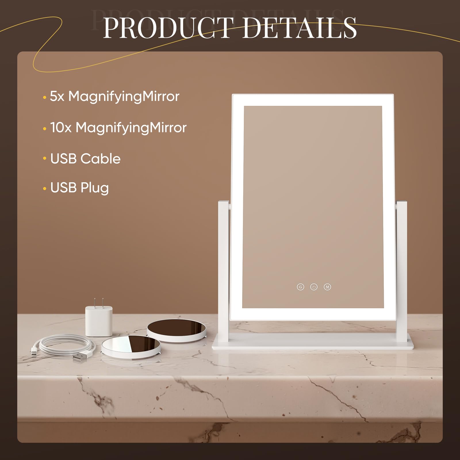 DECADENCE vanity mirror with lights plug-and-play setup.