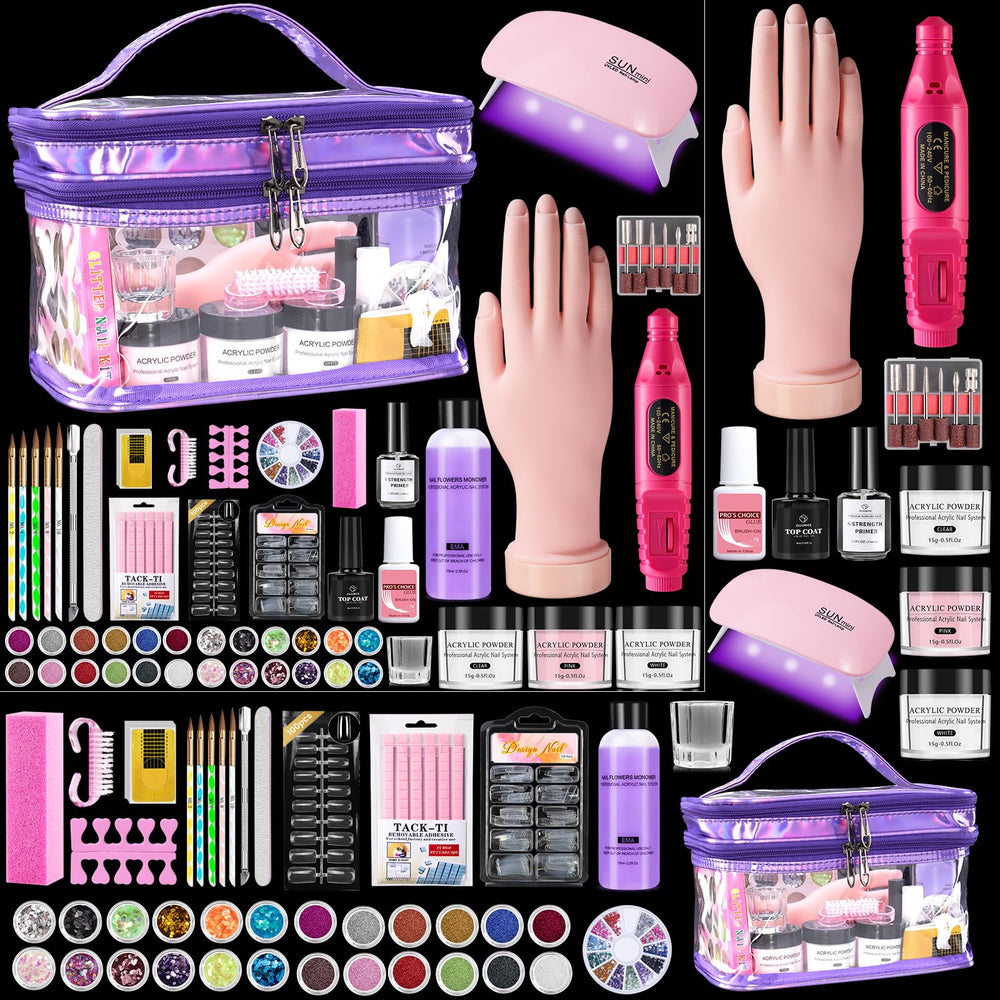 Deciniee beginner nail kit with glitter powder and tools for home practice