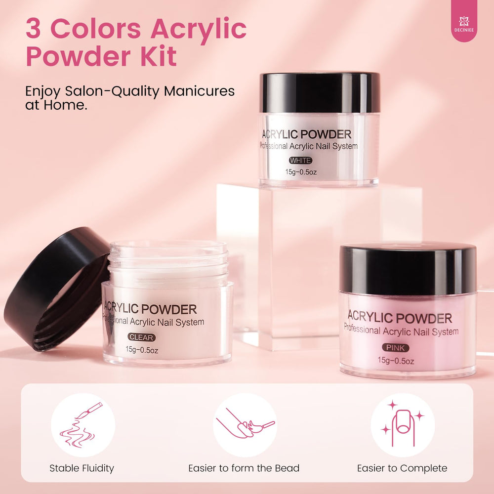 Deciniee nail forms and decorative accessories to customize designs.