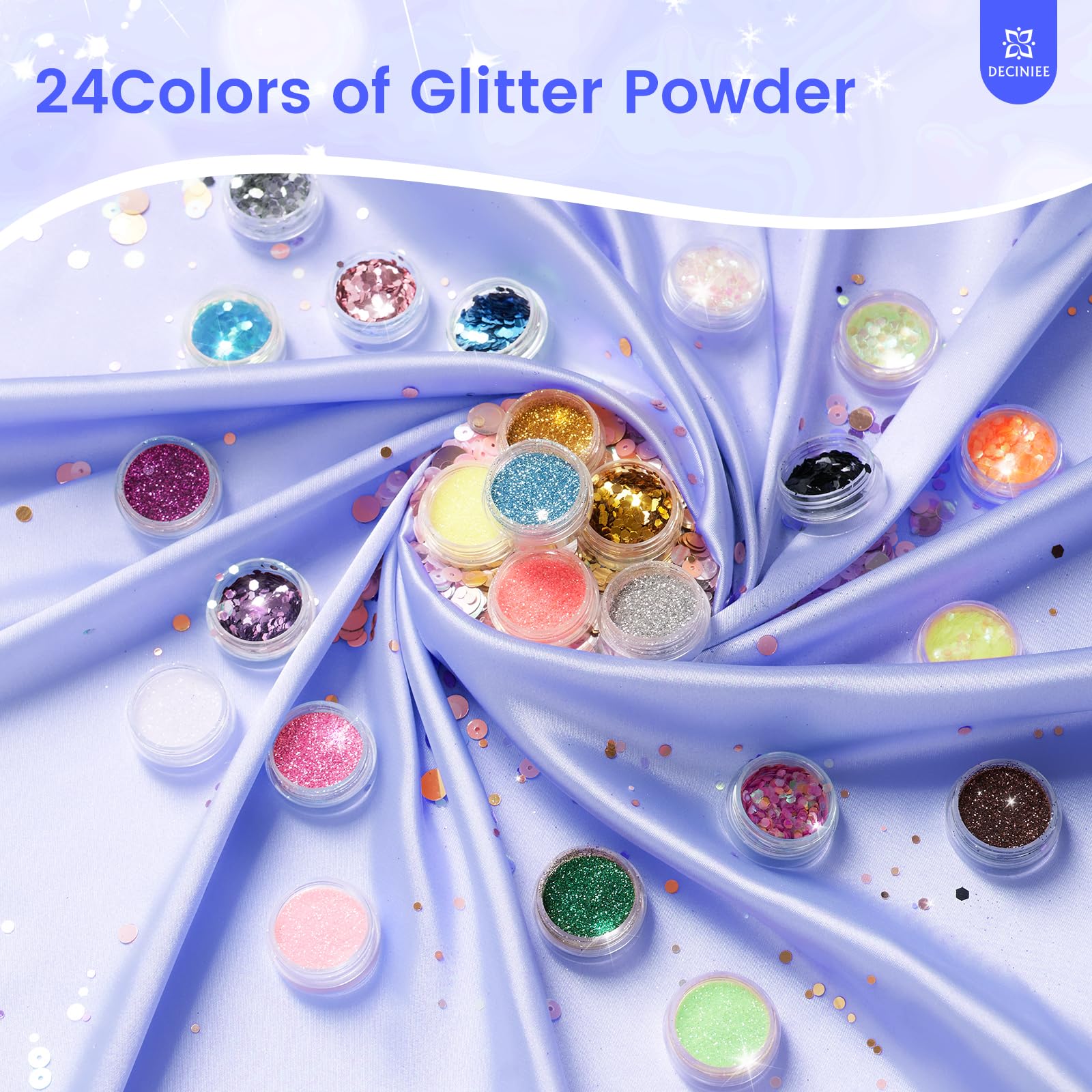 Deciniee acrylic powder set in three colors for versatile designs