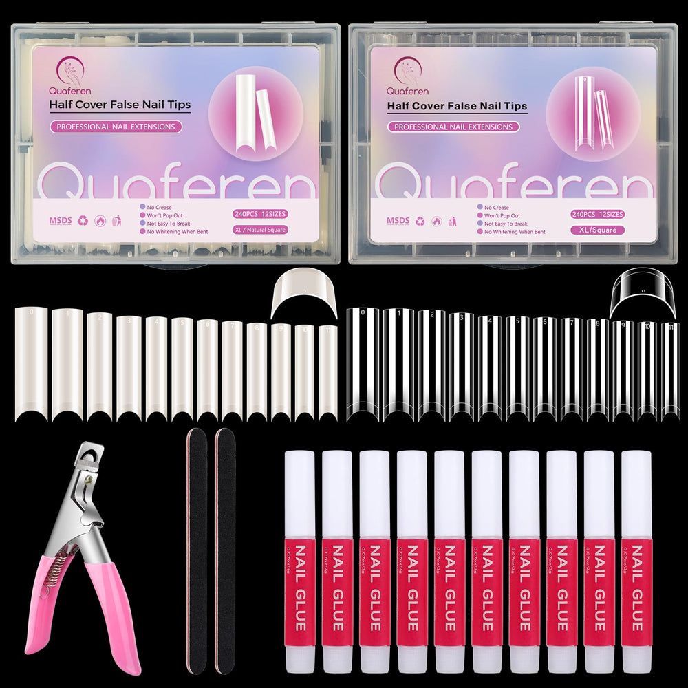 Deciniee natural extra-long C-curve nail tips for durable, long-lasting manicures.