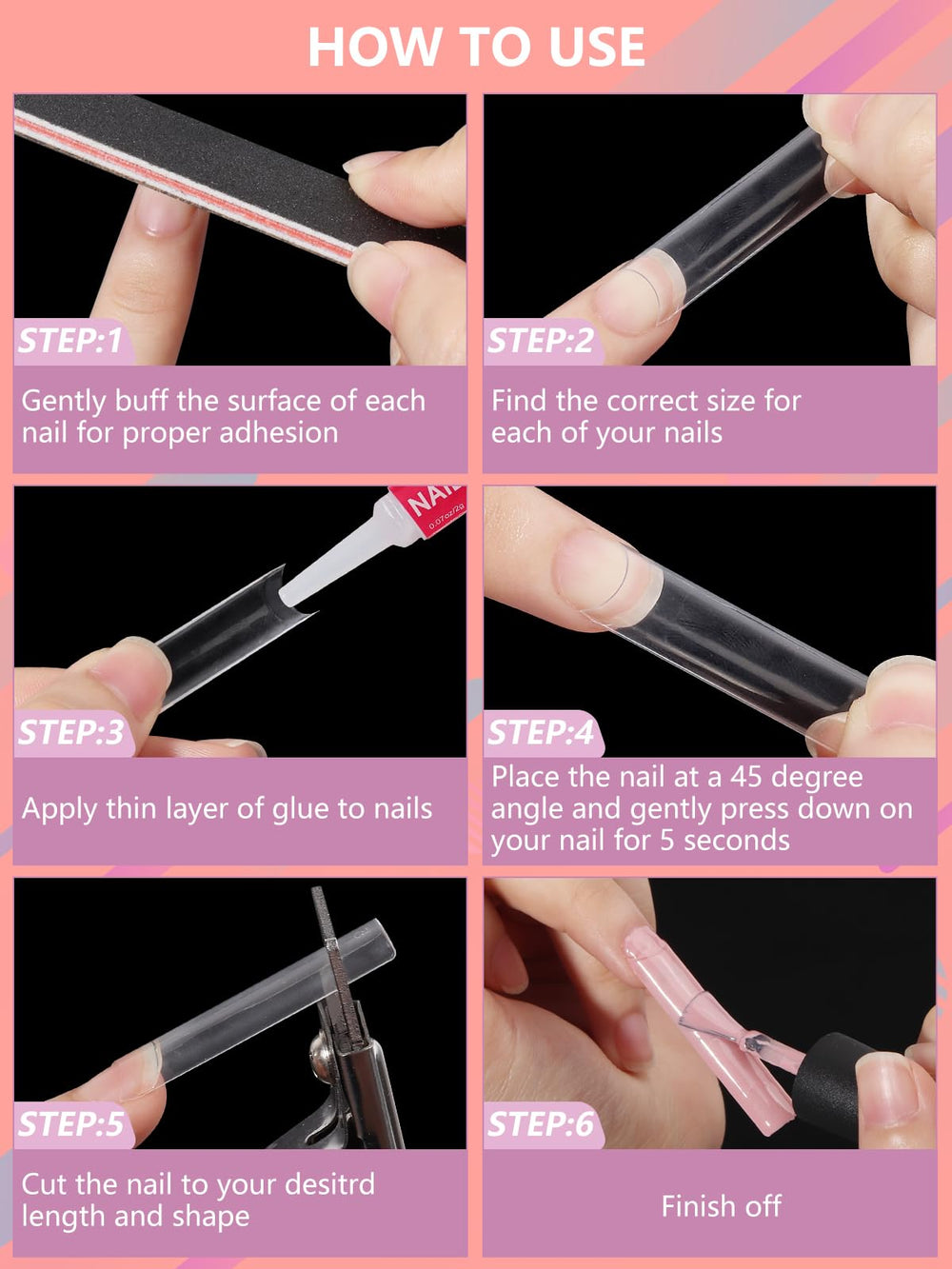 Deciniee nail tips offer various shapes after trimming for versatile styles.