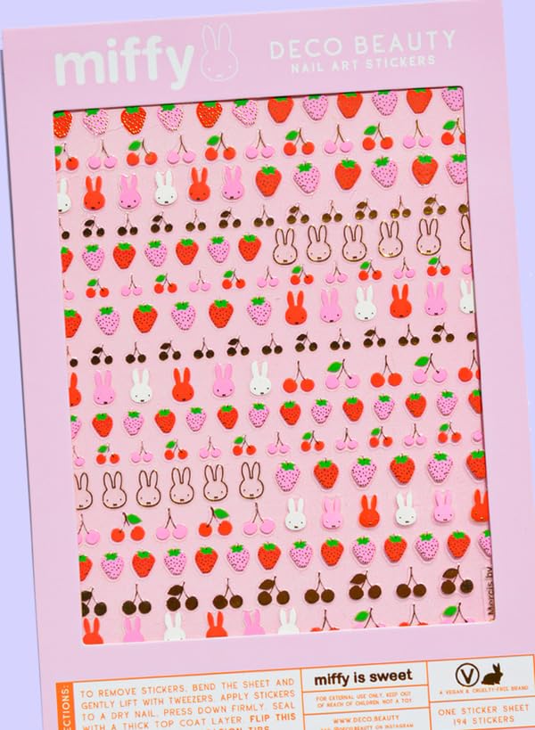 Deco Beauty Miffy designs on nails show easy application for salon-like results.