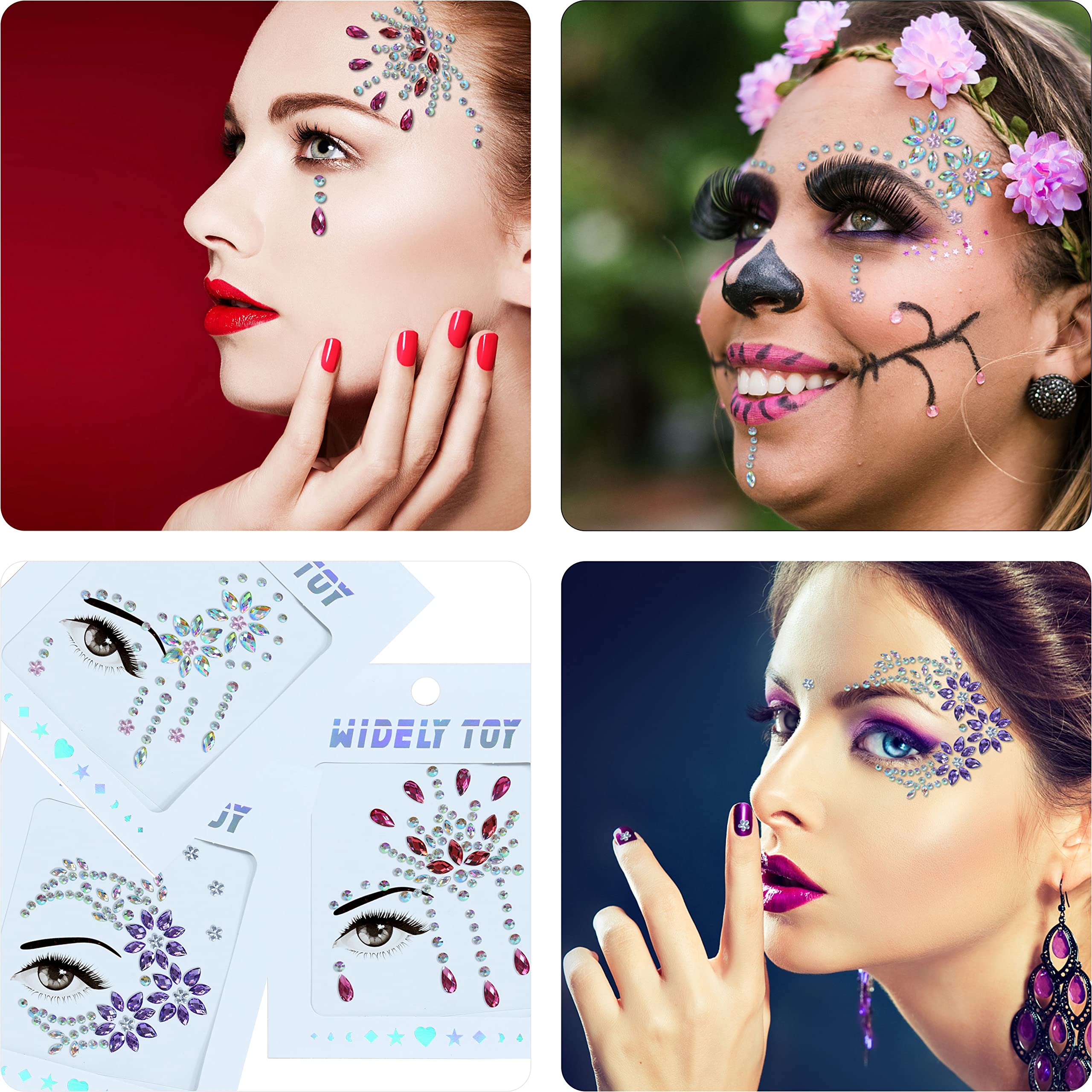 DECOYARDOO eye-and-face adhesive gems provide quick, secure party makeup.