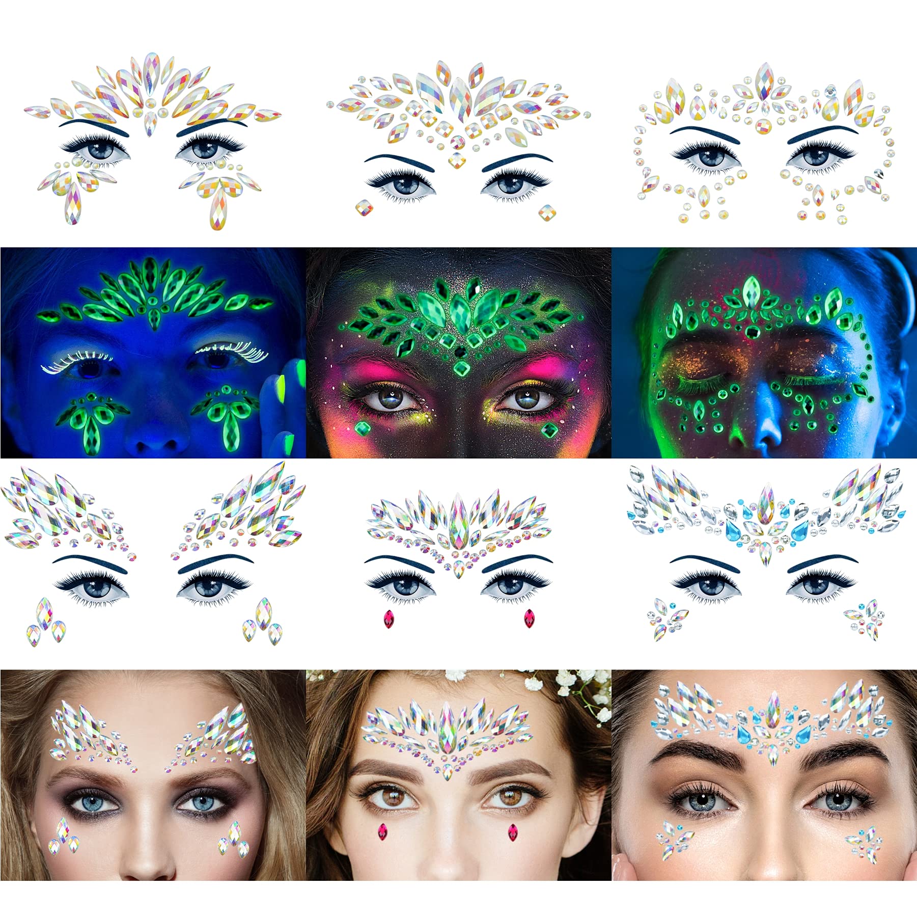 DECOYARDOO rhinestone stickers close-up with luminous sparkle