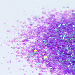 DECOYARDOO purple chunky glitter 10g adds bold sparkle to eyes and skin.