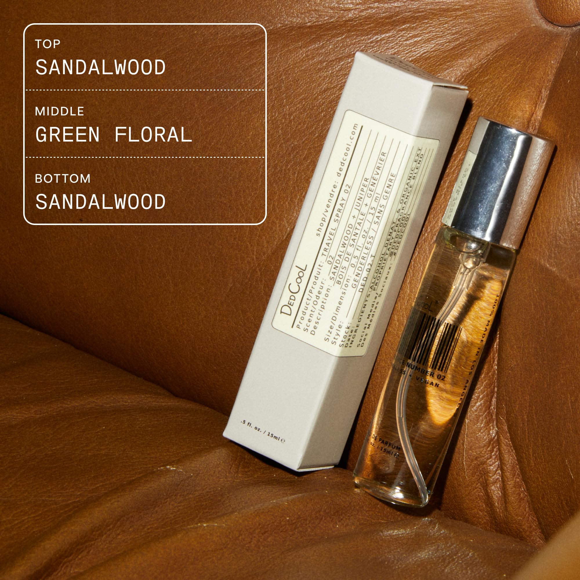DedCool Eau de Parfum bottle in everyday setting suggests versatile wear.