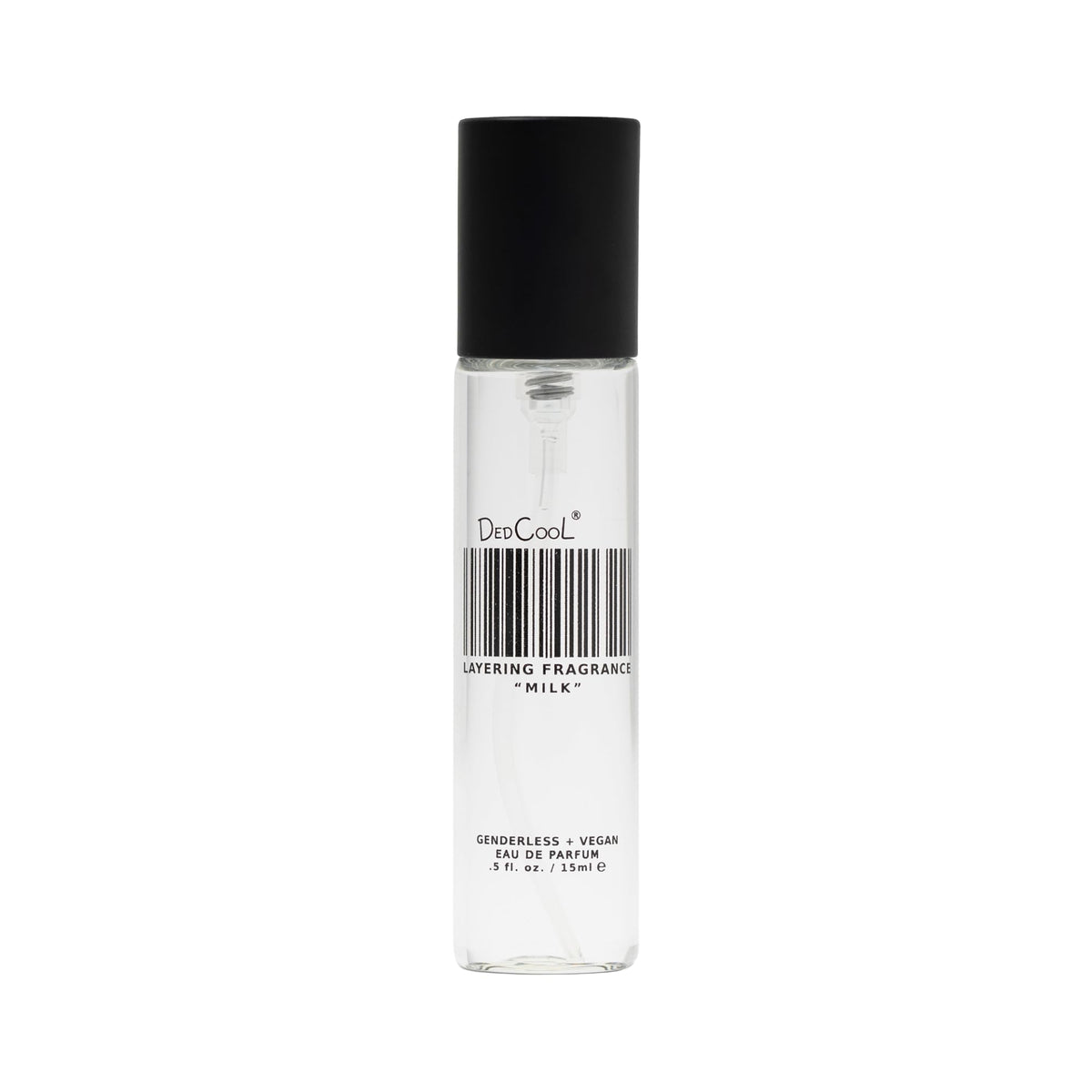 DedCool Milk bottle closeup showing fresh citrus and floral notes for daytime elegance