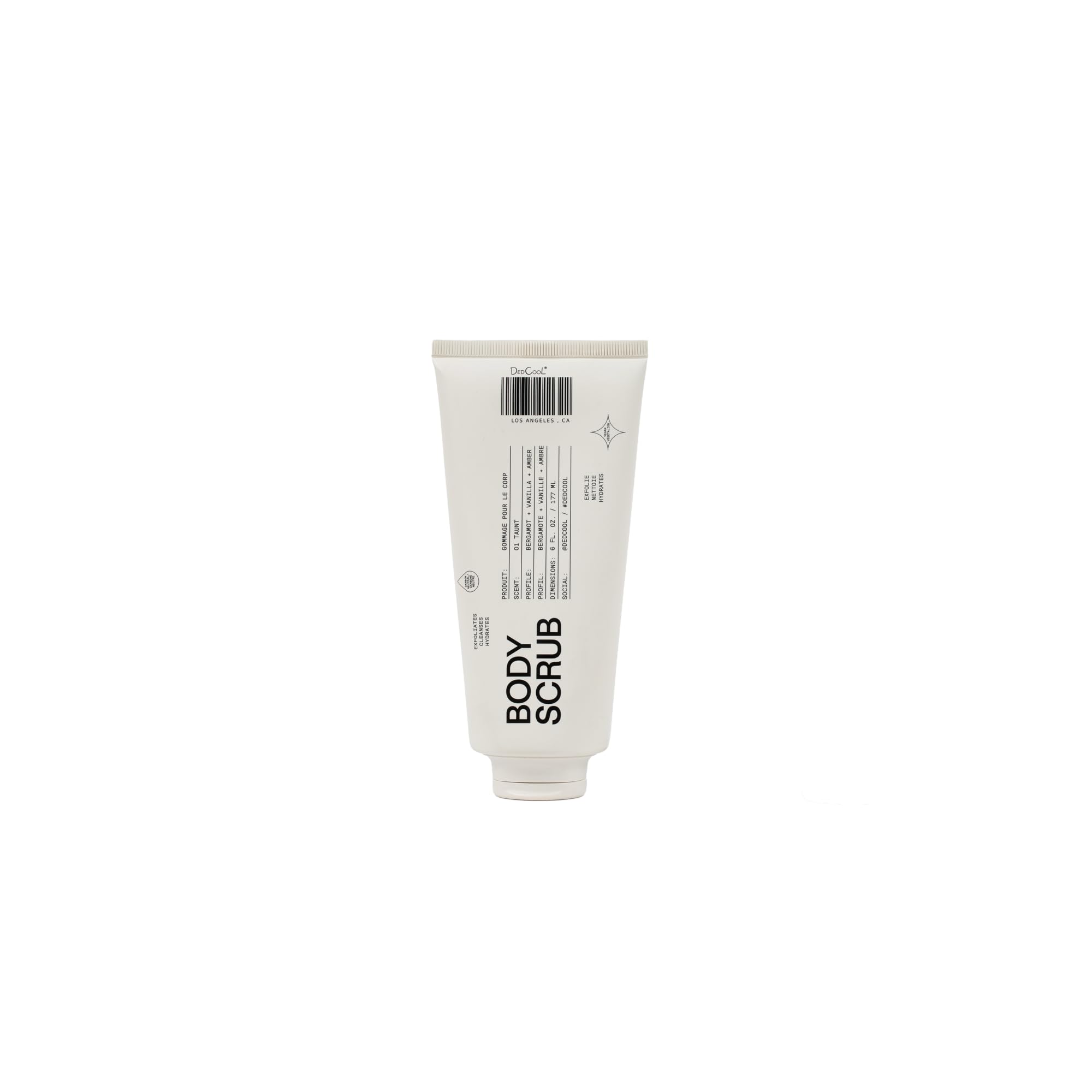 DedCool Taunt body scrub jar close-up with creamy exfoliant for smooth skin.