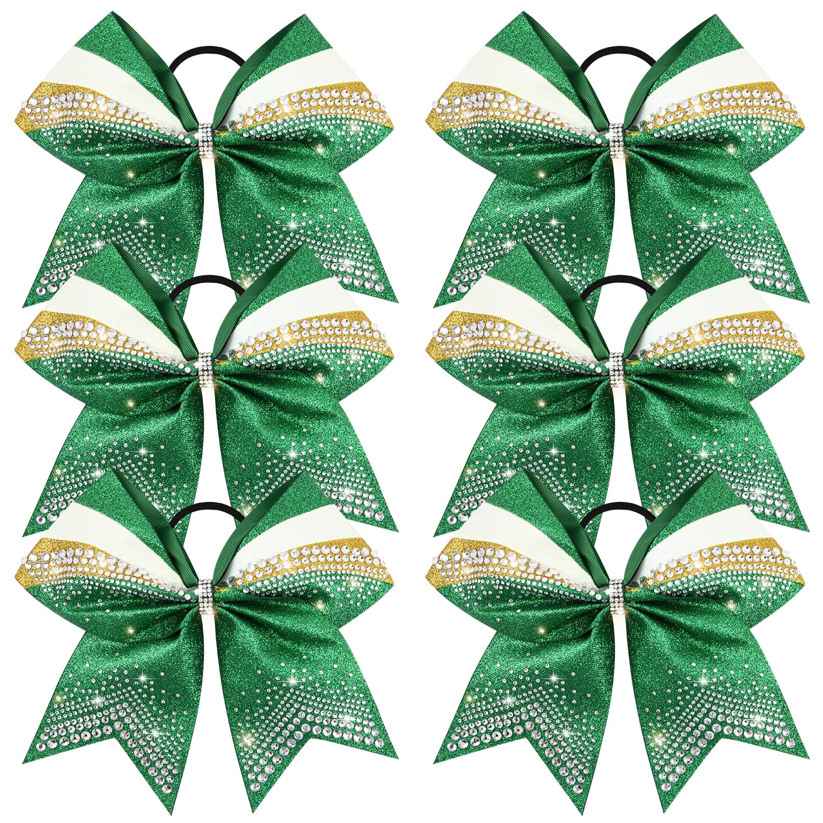 DEEKA 7-inch glitter cheer bow with rhinestones for bold game-day sparkle.