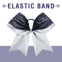 DEEKA rhinestones detail navy-silver bow adds eye-catching sparkle for performances.