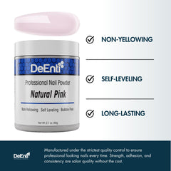 DeEnti 2oz powder provides a bubble-free finish for lasting nails